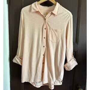 CARHARTT | Women's Jersey PInk Button Down Shirt with Roll up Sleeves | Sz Large